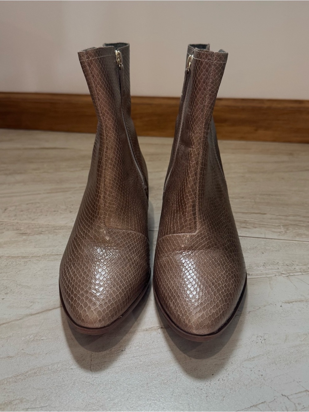 Rockport Taupe Snakeskin-Texture Ankle Boots